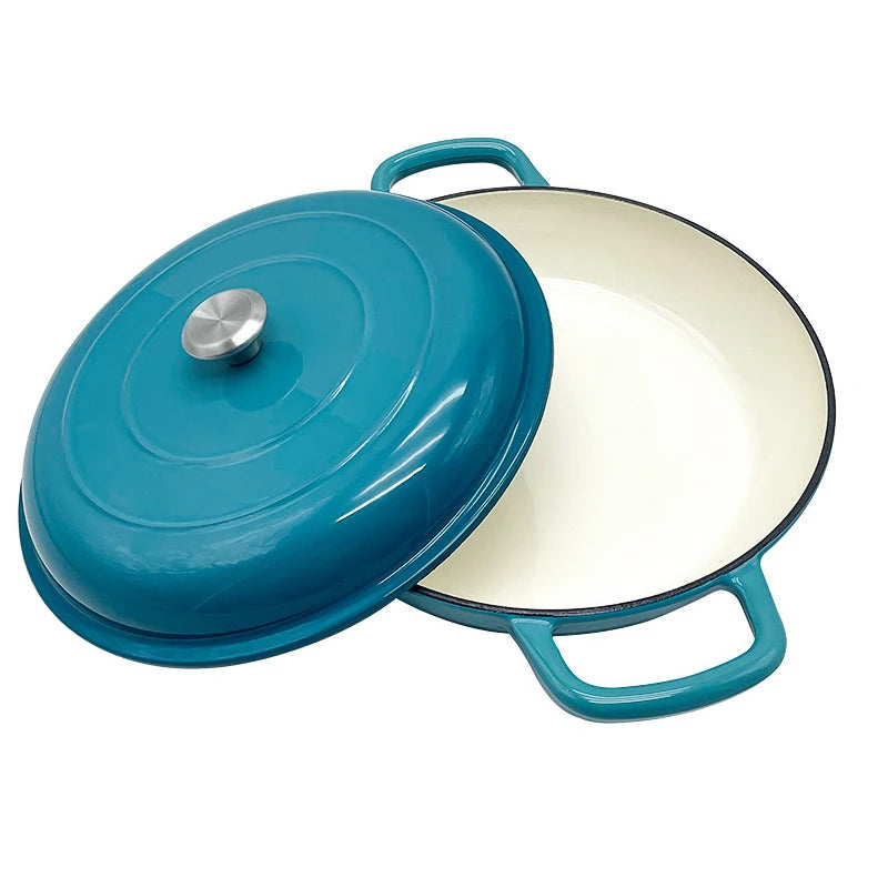 Cast Iron Enamel Soup Paella Stew 3-Piece Pot Set Cast Iron Eco-Friendly Metal Kitchenware