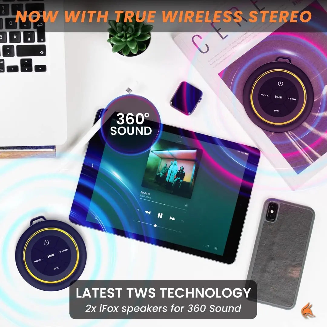 IF012 Ifox Creations Brand Supplier IPX7 Waterproof Shower Speaker bluetooth for Beach Camping Hiking Pool Great Gift