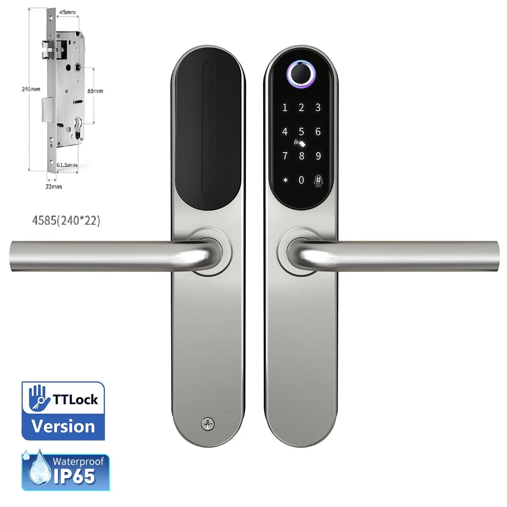 304 Stainless Steel Smart Lock Aluminum Sliding Door Keyless Home Security TUYA TTlock Waterprooof Door Lock