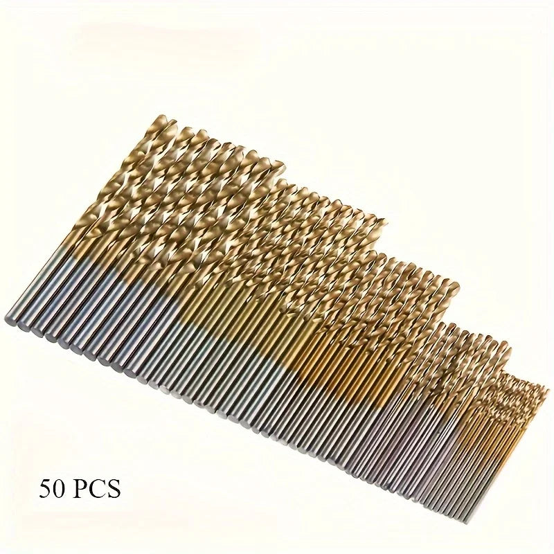 Drill Bit set - suitable for metal and wood 50 Pcs, 1-3mm high carbon steel, round shank spiral groove design, durable woodworking dr