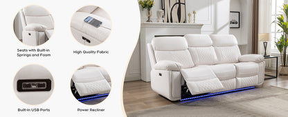 Living Room Power Recliner Couches with Bass Speaker, Leather L Shaped Reclining Sectional Sofa and Loveseat Seating Comfy Couch, LED Strip, USB Port, Home Theater Love Seat Sets