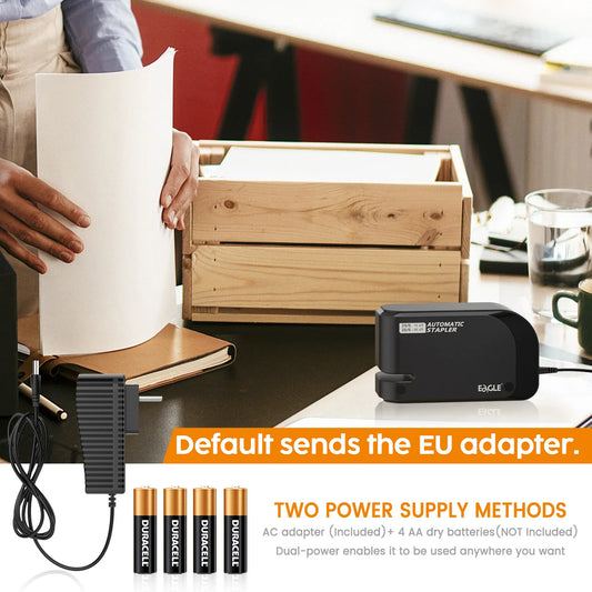 EAGLE automatic electric Stapler,  With free 2000 staples, 20-sheet capacity, Dual power supply, office,school binding supplies